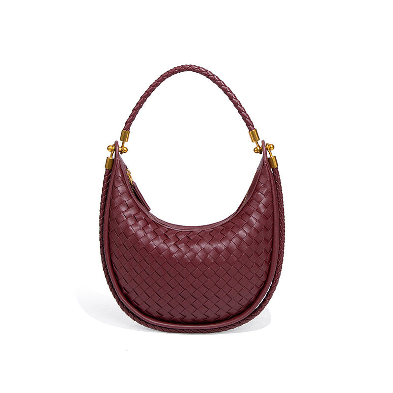 新款手工编织女包个性百搭月牙包手提高级感新月饺子包单肩腋下包