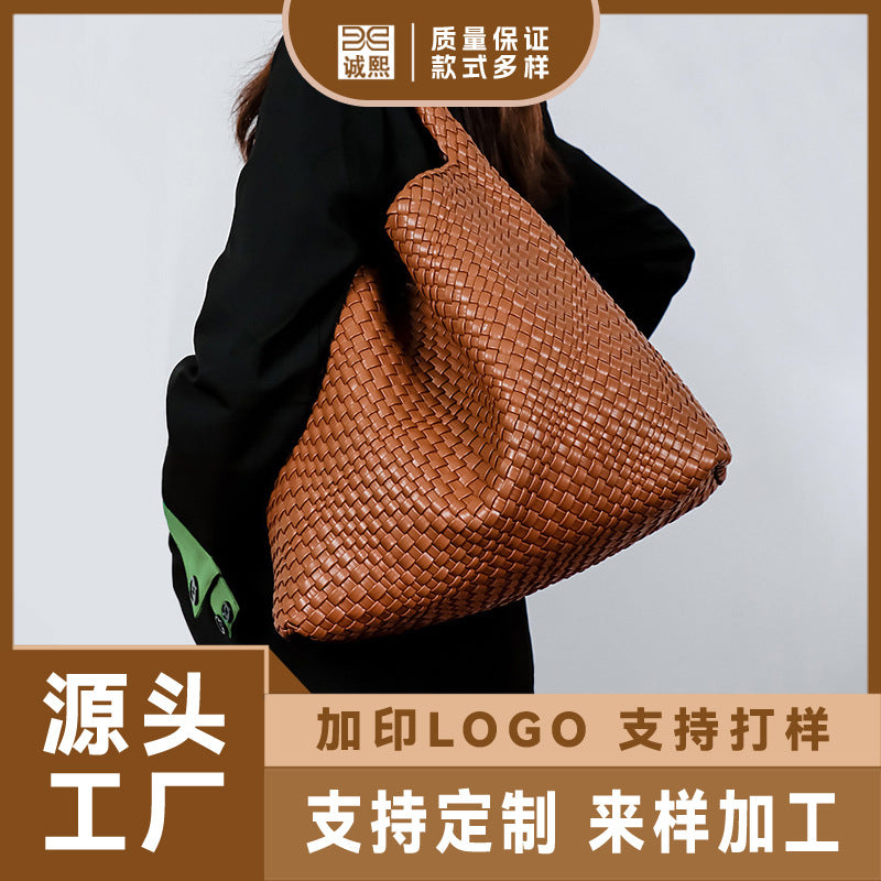 跨境热销爆款订制托特包手提女包潮流大容量腋下包编织子母单肩包