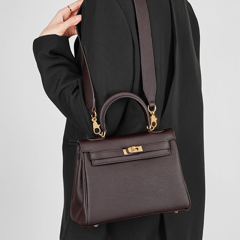 凯利包包头层牛皮大容量真皮女包铂金凯丽轻奢手提单肩斜挎包通勤