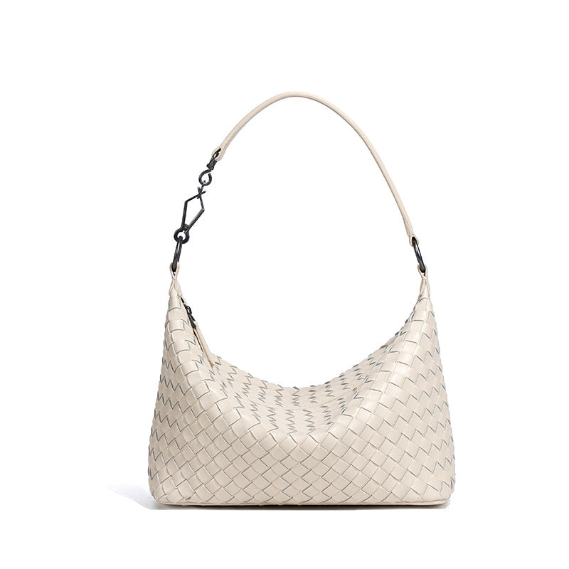 2025新款时尚小众腋下编织女包休闲纯色手提包潮流单肩斜挎饭盒包