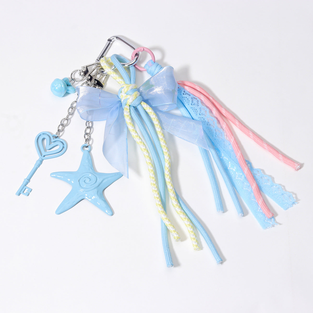 量大价优现货爱心钥匙蕾丝蝴蝶结吊孔兔子铃铛编织绳包挂钥匙扣