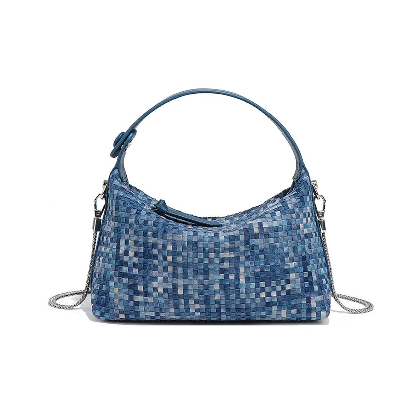 时尚小清新百搭手提饭盒包休闲百搭单肩斜跨包潮流牛仔布质感女包