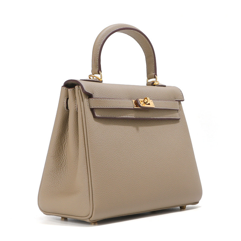 凯利包包头层牛皮大容量真皮女包铂金凯丽轻奢手提单肩斜挎包通勤