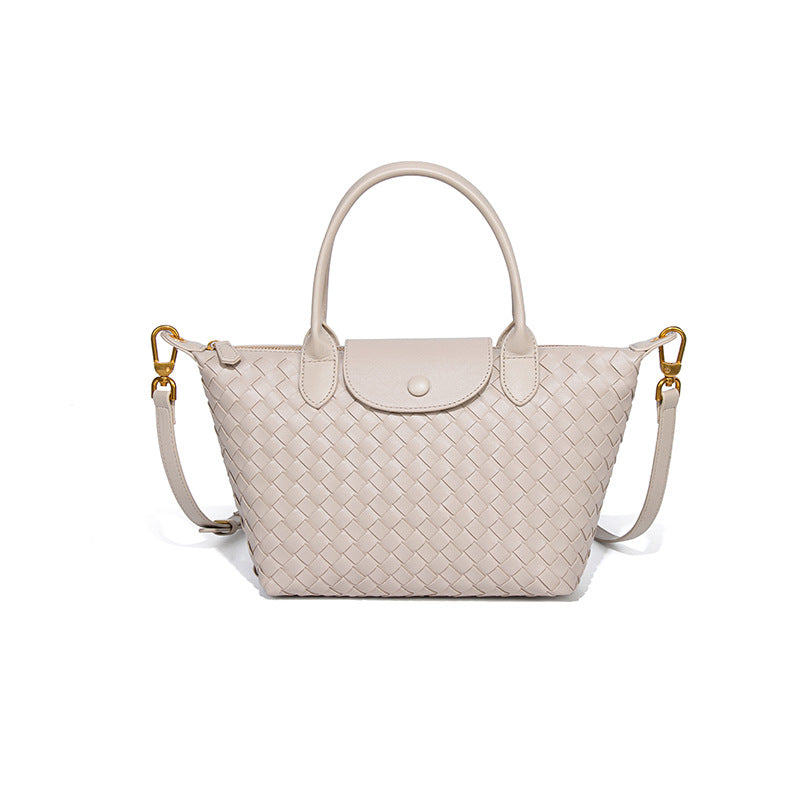 气质高级感手提女包时尚手工编织包纯色龙襄饺子包质感单肩斜跨包