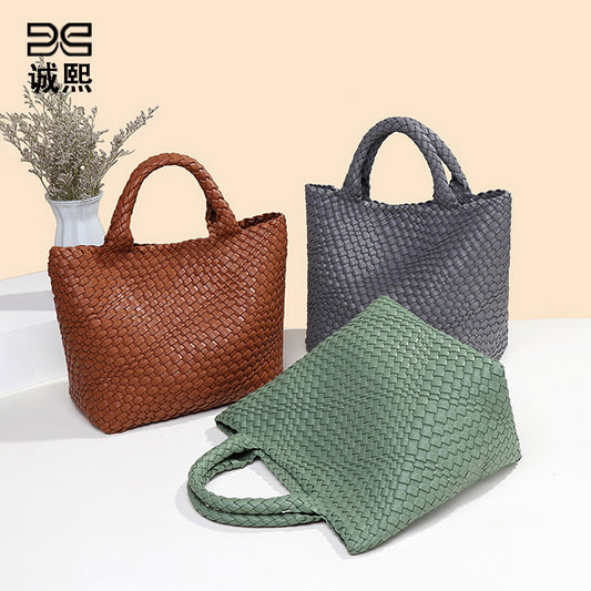 时尚潮流复古菜篮子腋下手提包手工编制包夏季新款简约子母托特包