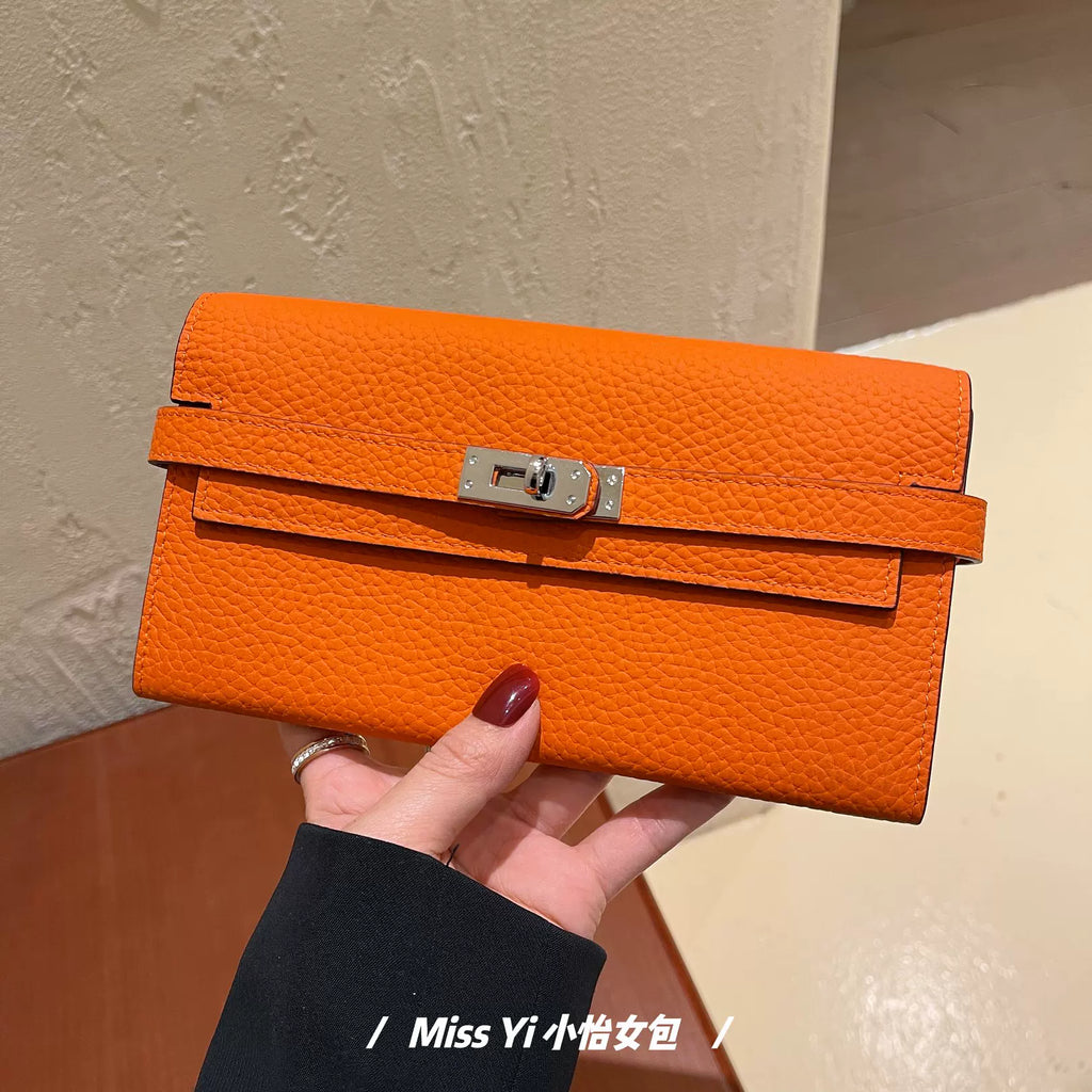 真皮凯莉钱包长款 荔枝纹多卡位钱夹零钱包大容量手机包证件卡包