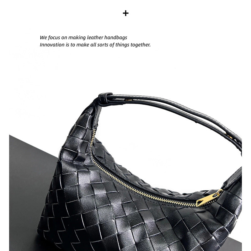 小众设计真皮编织包饭盒小包2023新款手提斜挎包高级感单肩腋下包