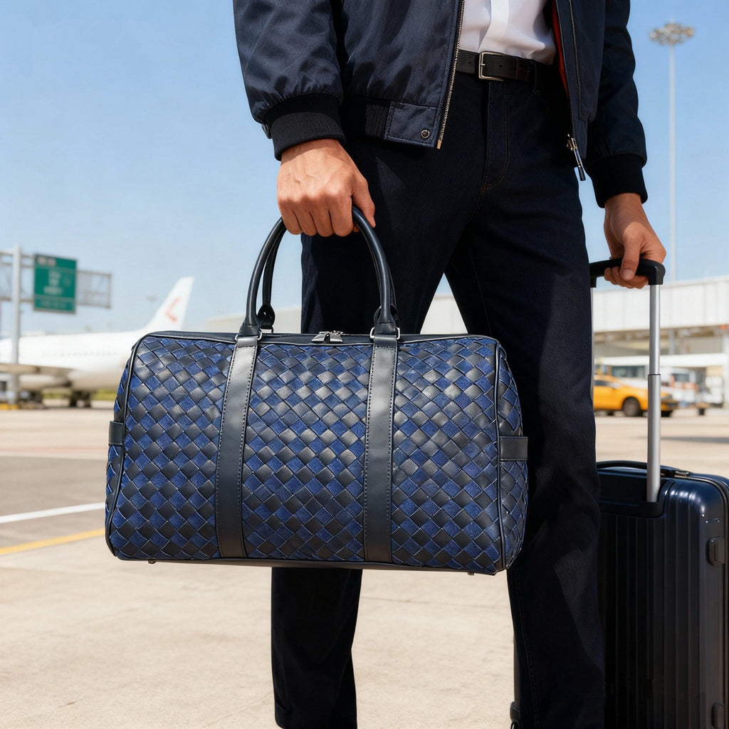 B家明星同款行李包纯手工编织行李袋大容量旅行包时尚手提斜挎包