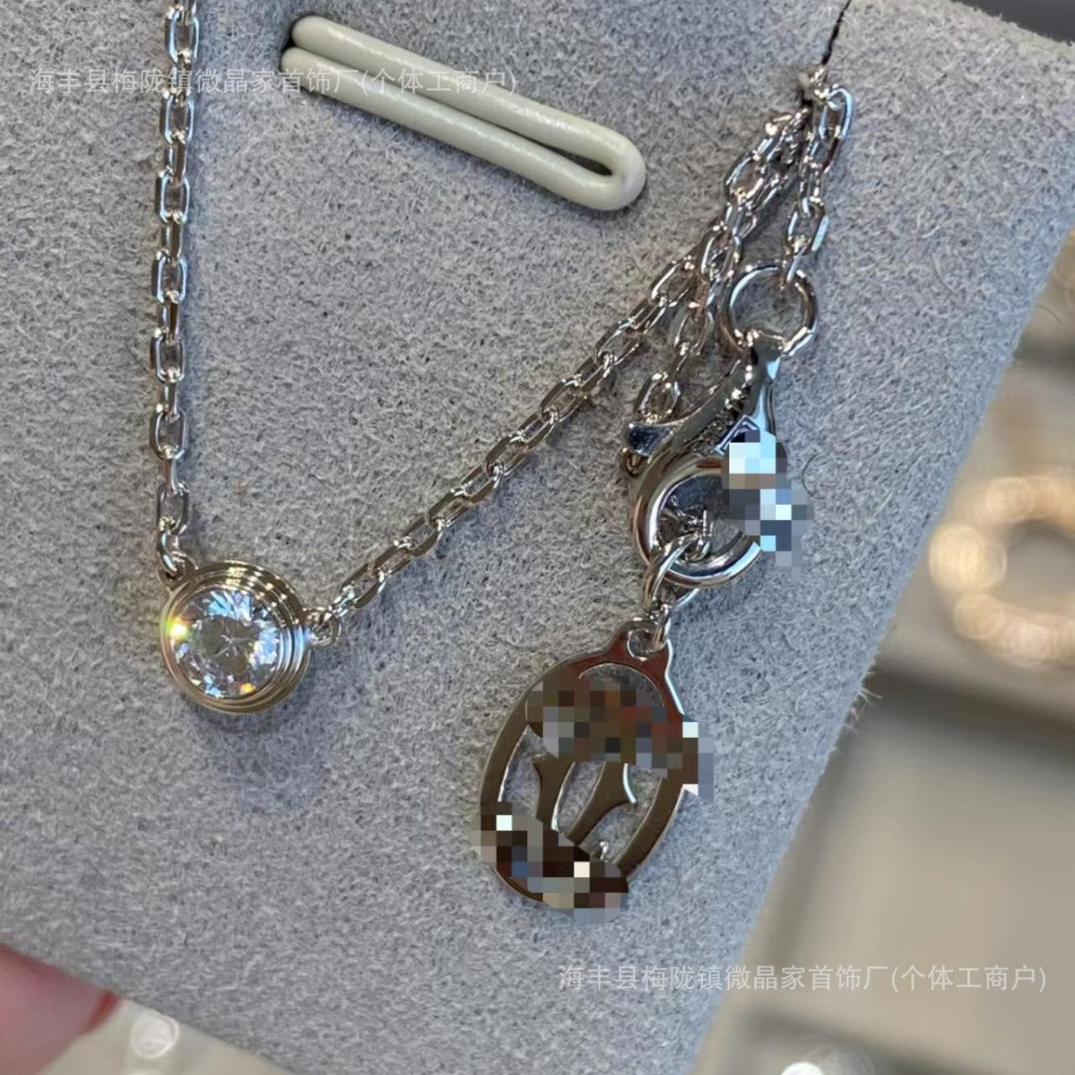 卡家高版小飞碟项链S925银镀18K玫瑰金单钻项链CNC精工厂家直销