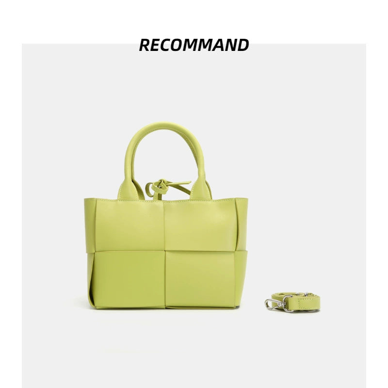 包包女士真皮女包2022新款手提手工编织托特简约大容量轻奢高级