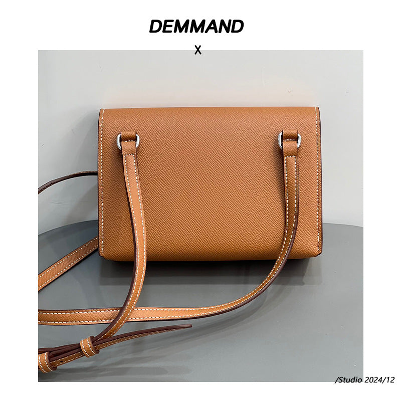 2024新款真皮中古款小腰包女手掌纹小方包简约通勤肩斜挎信封包潮