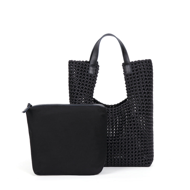 时尚韩版大容量托特包手工编织包风车结子母手提包休闲单肩腋下包