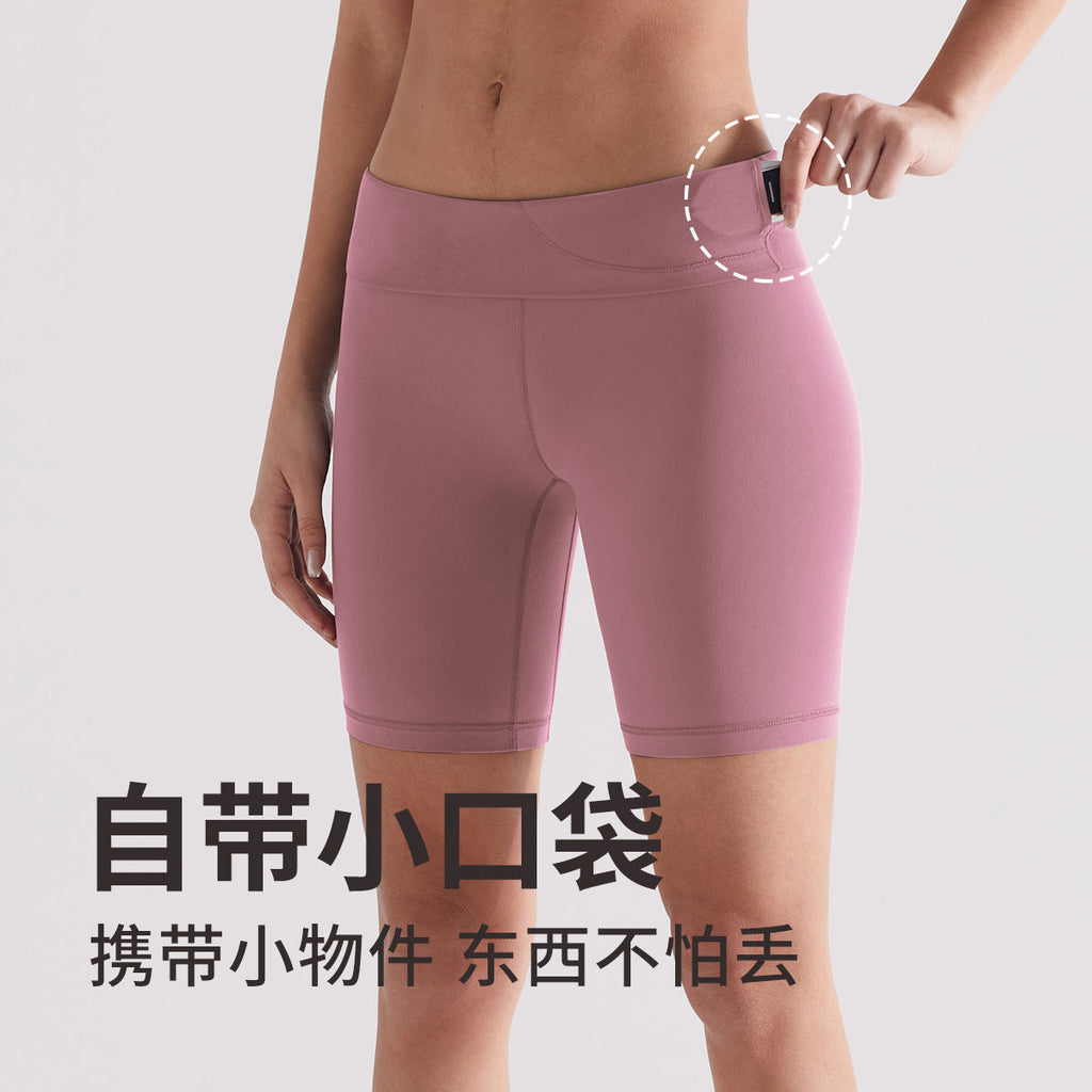 磨毛五分lulu瑜伽裤女高腰骑行健身裤提臀塑形跑步运动紧身短裤