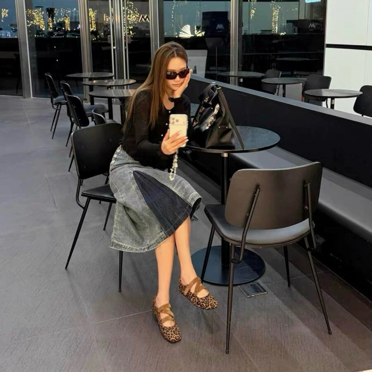 羊皮版~复古小众豹纹浅口平底魔术贴玛丽珍鞋女2026春季百搭单鞋