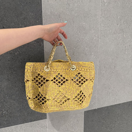 一件代发新款ins镂空纸绳草编包休闲百搭时尚单肩包大容量通勤包