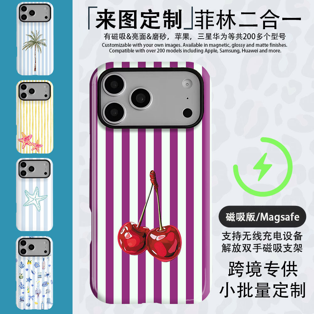 亚马逊跨境个性条纹菲林二合一适用苹果17promax手机壳iPhone1615