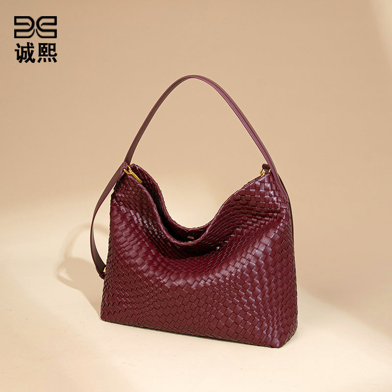 日常百搭单肩女包定制编织斜挎包包贴标韩版手提包质感潮流腋下包