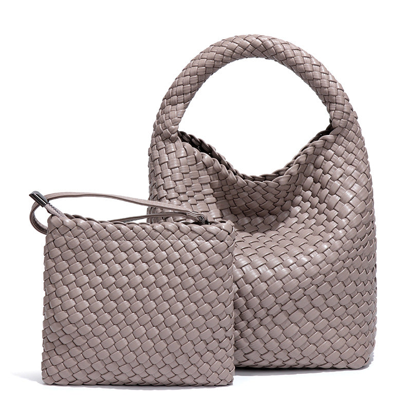 女包工厂2025新品手工编织包包女单肩斜挎腋下手提时尚子母托特包