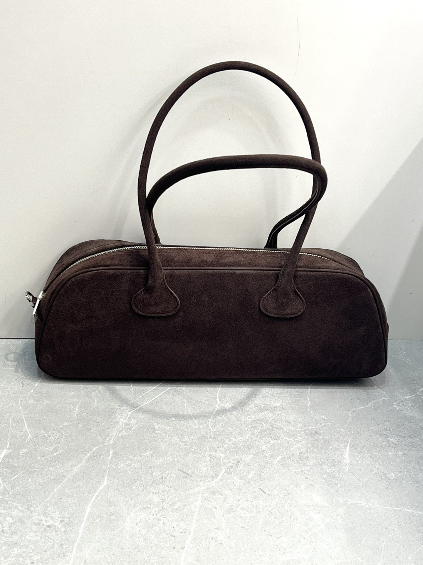 韩国包小姐 手提包复古鹿皮绒拉链式腋下单肩包高级感波士顿包秋