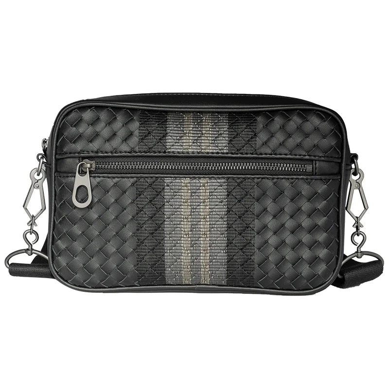 x&bv单肩包男真皮斜挎包休闲横款小背包多功能编织男包手拿包手包