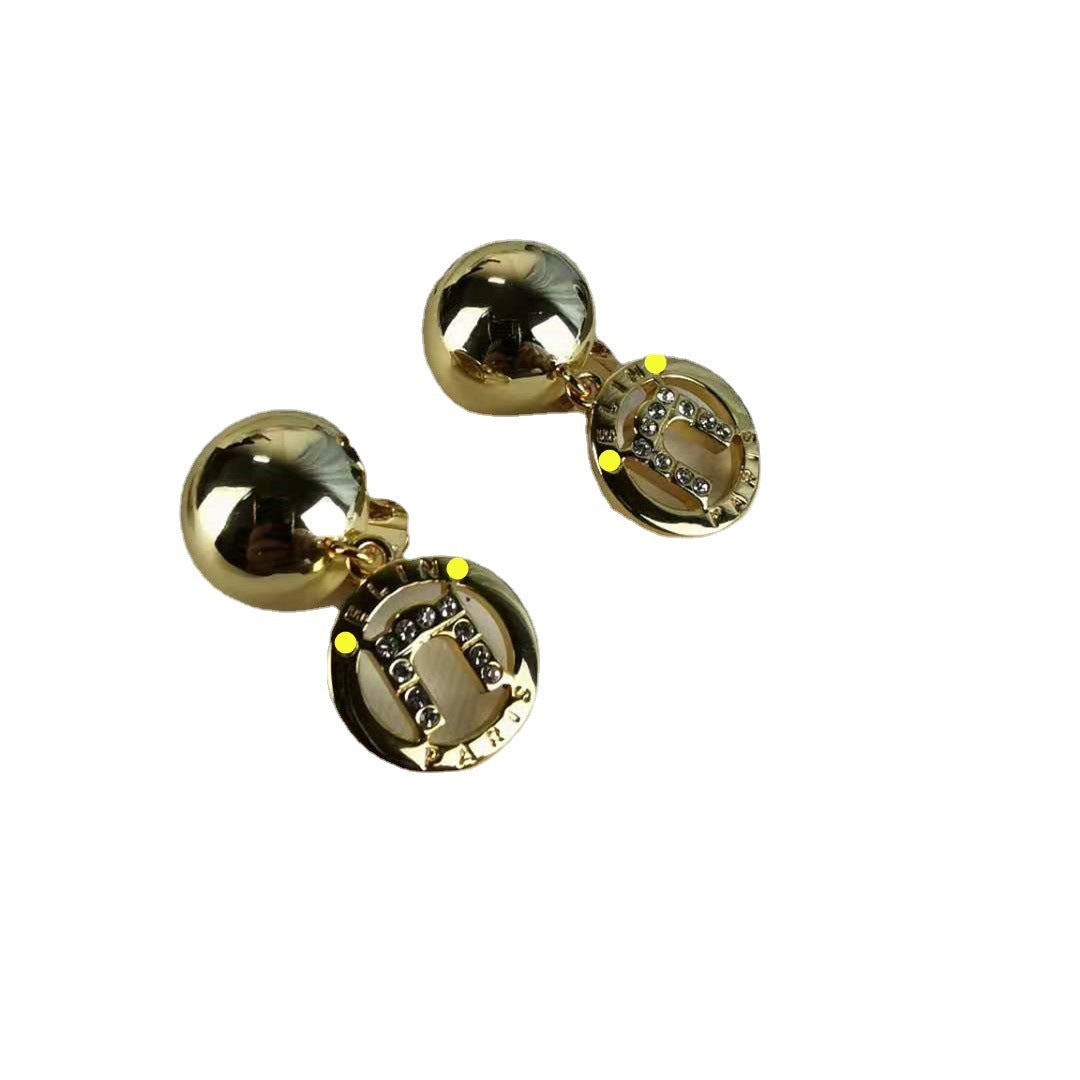 赛家新款耳夹半球凯旋门中古celi风镶钻复古高级耳饰无耳洞耳环