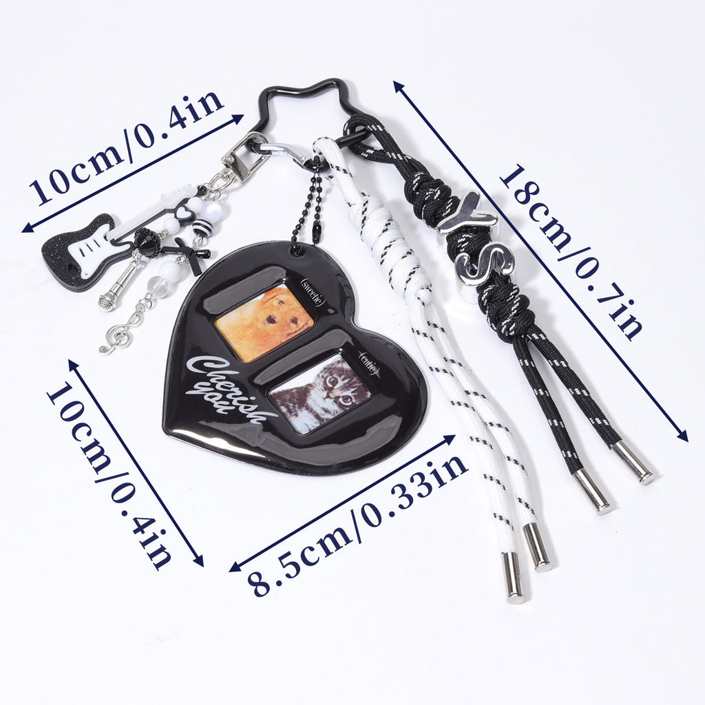 ins红色爱心id小卡证件照爱豆大头贴情侣卡套挂件钥匙扣挂链装饰