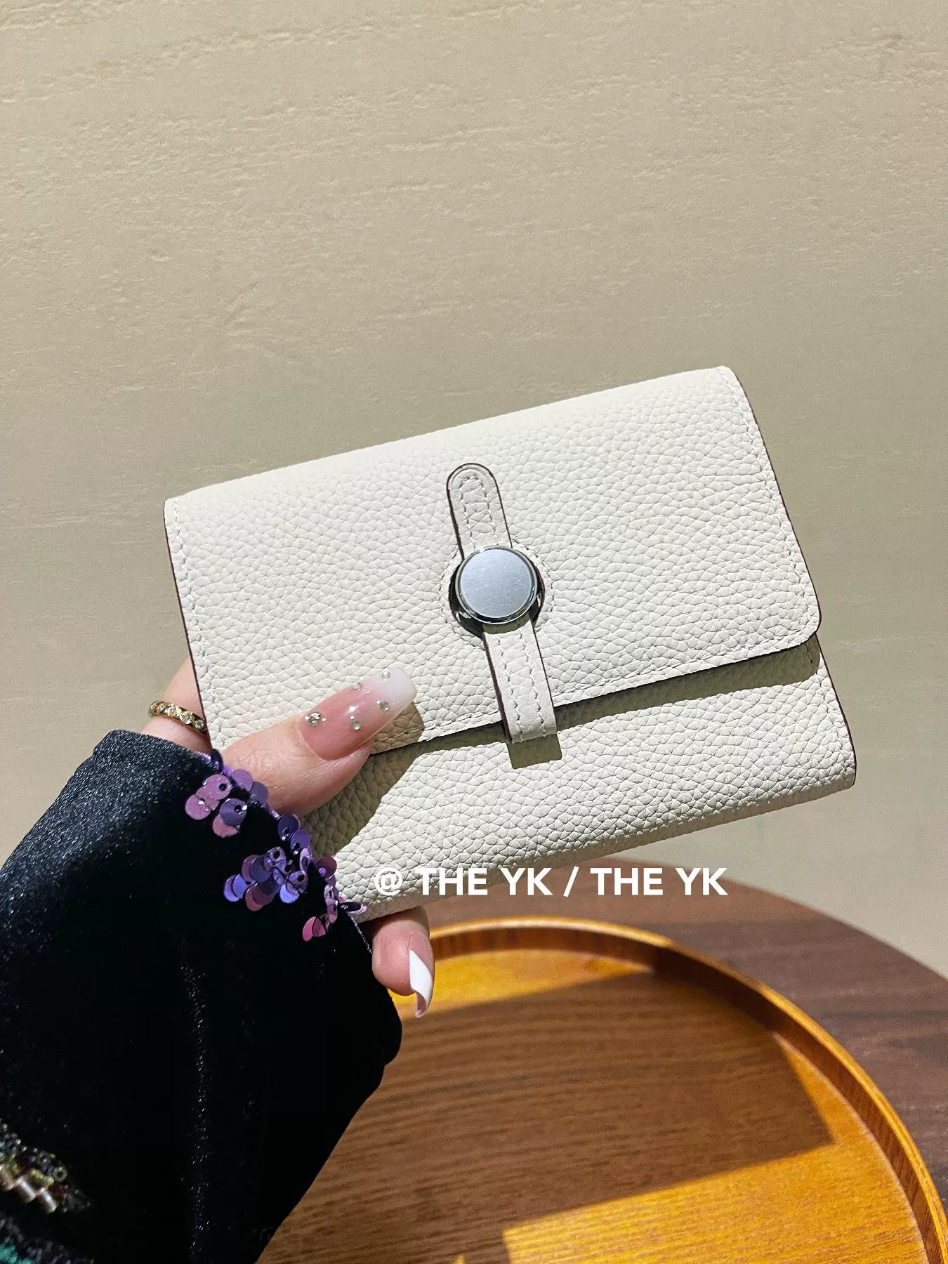 H经典抽带钱包女真皮荔枝纹两折中长款零钱包皮夹短多功能证件包
