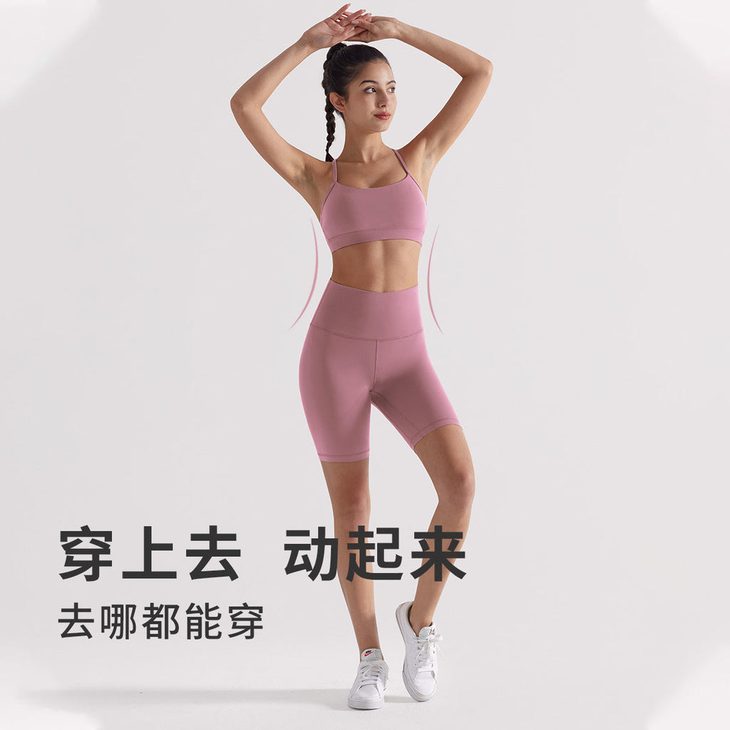 磨毛五分lulu瑜伽裤女高腰骑行健身裤提臀塑形跑步运动紧身短裤