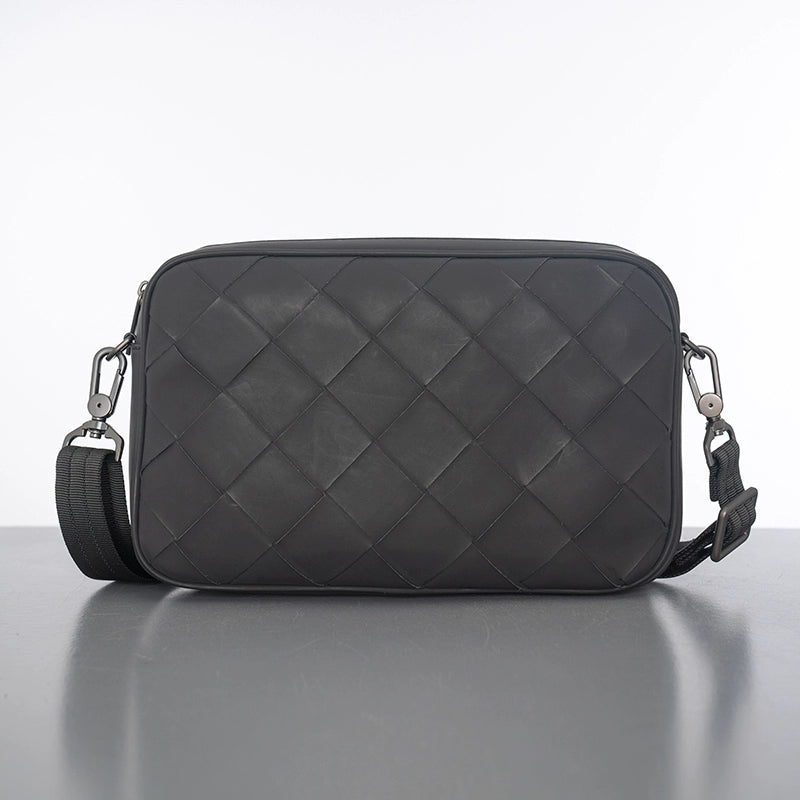 X&BV真皮单肩包男斜挎包休闲编织横款迷你韩版多功能手拿包男手包