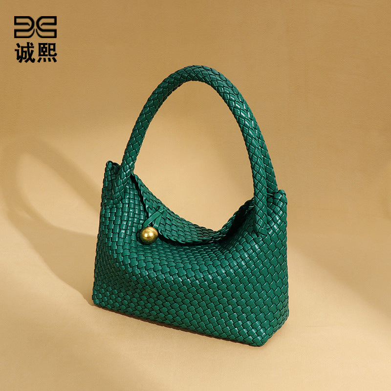 跨境时尚爆款手工编织包包女小众设计单肩腋下包高级感复古饭盒包