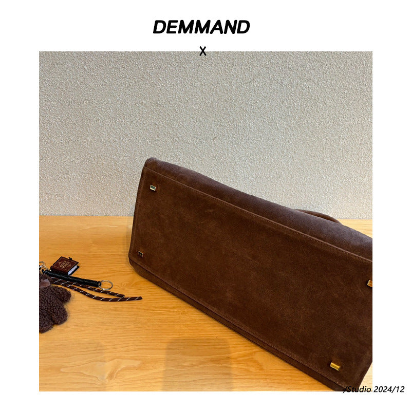 真皮麂皮托特包手提单 肩斜挎女包包新款编织时尚休闲通勤大容量