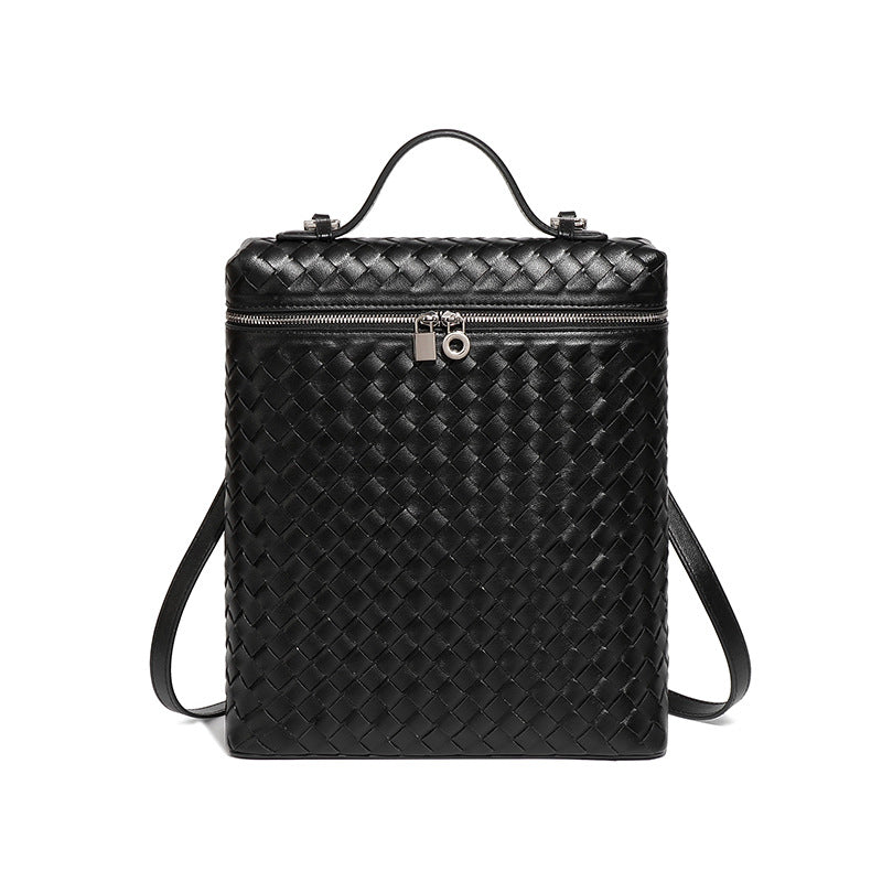 工厂定制时尚手工编织包潮流大容量通勤百搭双肩包旅行男女士背包