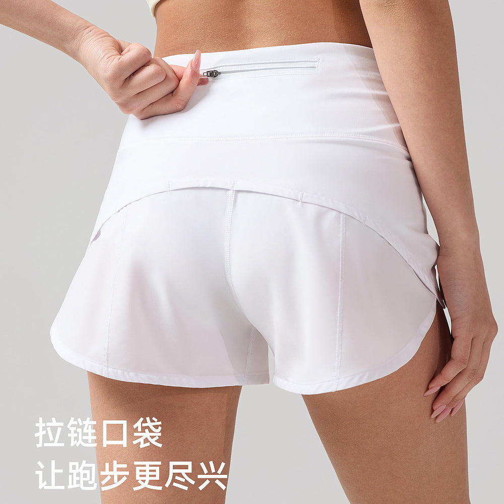 凉感运动短裤女防走光lulu瑜伽裤速干透气健身口袋跑步短裤2.5"