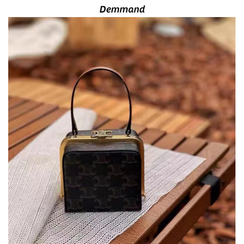 凯旋门腋下包女包包晚宴链条包斜挎手提小方包真皮盒子老花手拎