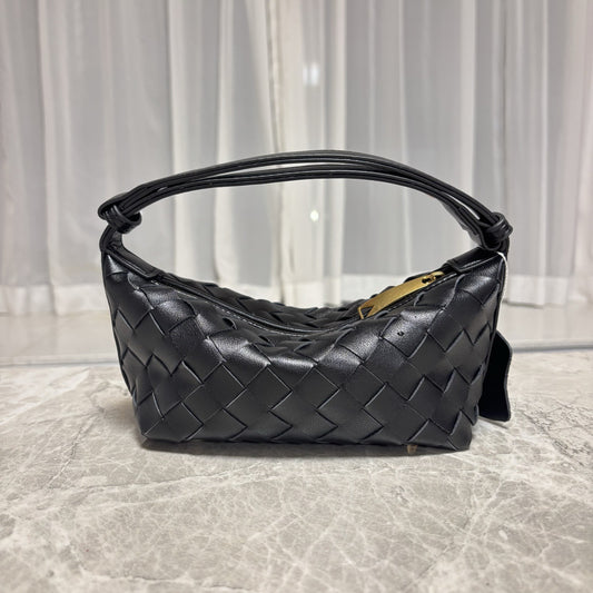 2025春季新款编织真皮手拎饭盒包小众设计简约跨境单肩斜挎女包包