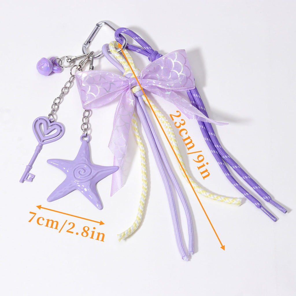 量大价优现货爱心钥匙蕾丝蝴蝶结吊孔兔子铃铛编织绳包挂钥匙扣