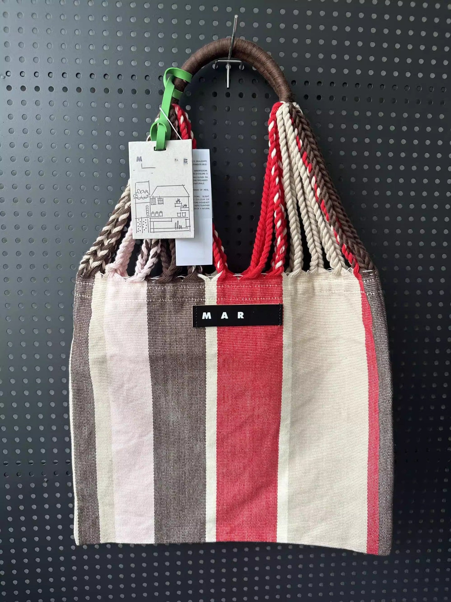 玛尼帆布吊床包针织条纹编织包大容量购物袋休闲单肩手提托特女包