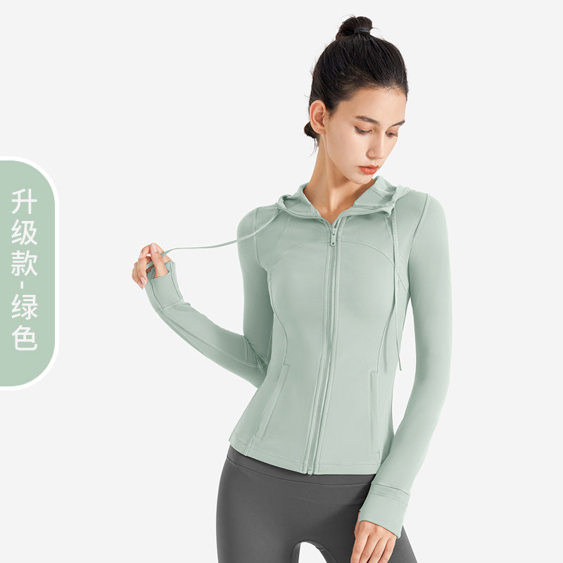 lulu运动外套女户外跑步连帽卫衣弹力透气DF瑜伽服长袖拉链上衣