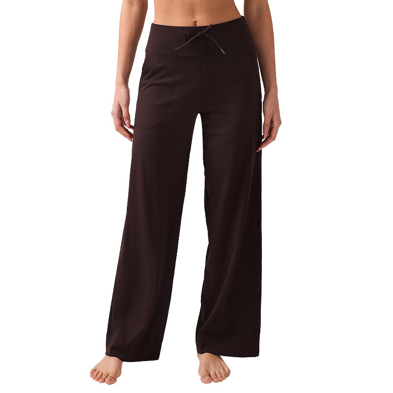 lulu阔腿运动裤女休闲速干透气健身裤磨毛裸感高腰宽松瑜伽裤30"