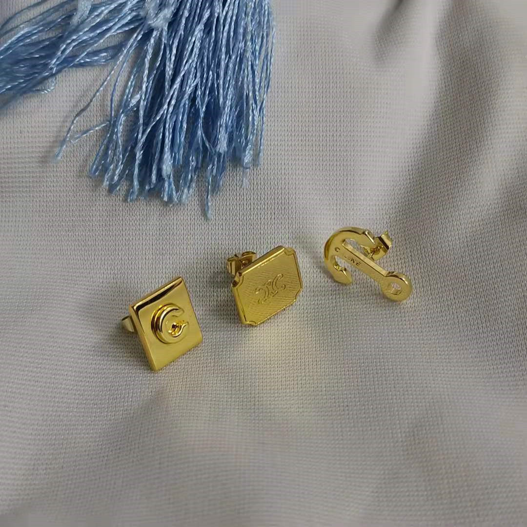 赛家21新款凯旋门船锚C耳钉女三件套装耳饰高级感气质不对称耳环