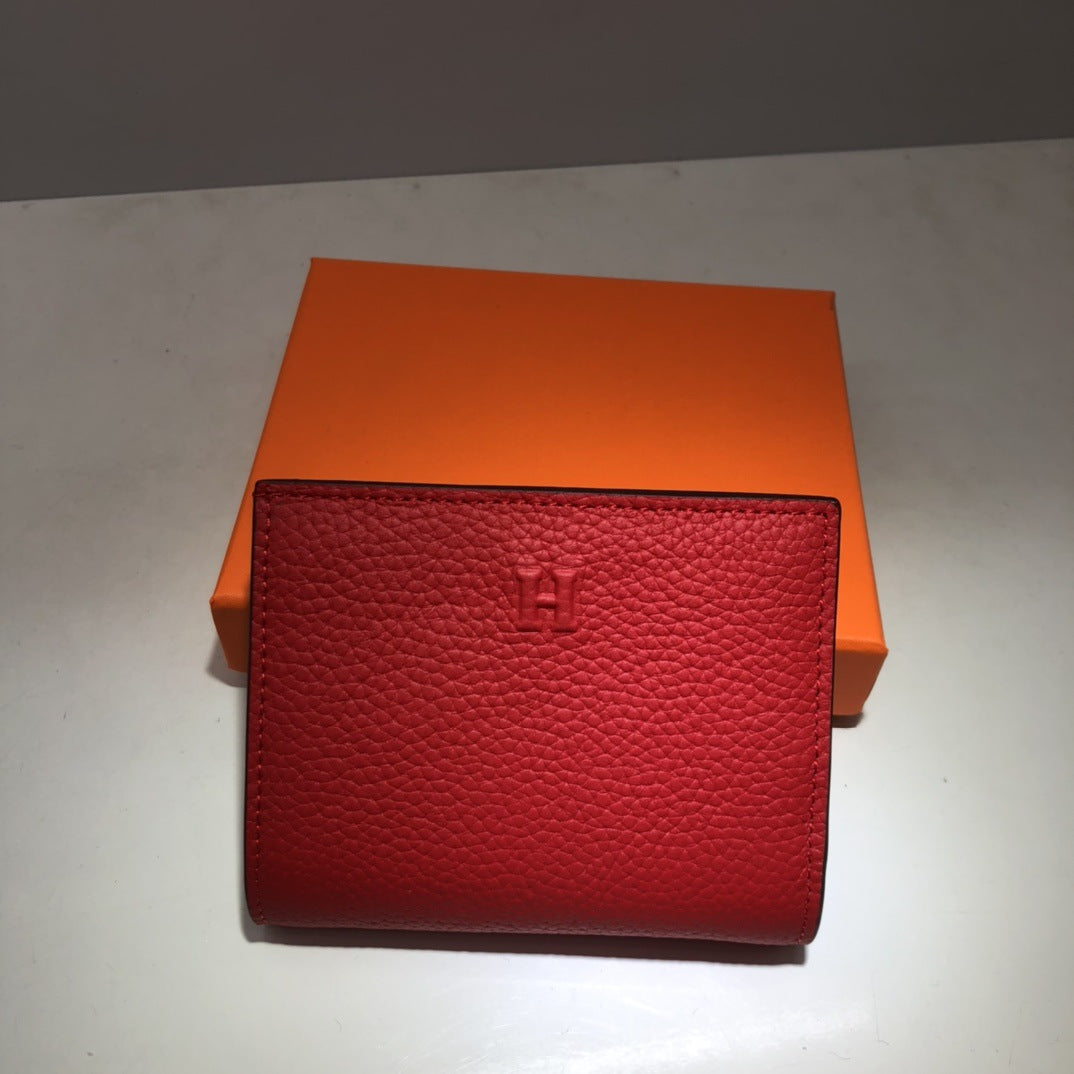 H家荔枝纹短款钱包 多功能凯莉链条包零钱包一体单肩斜挎小方包女