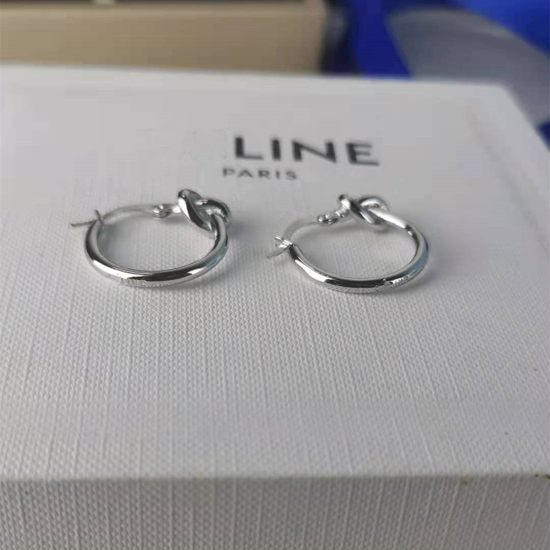 赛家新款celi打结耳环百搭复古简约港风法式耳钉小众设计感耳圈