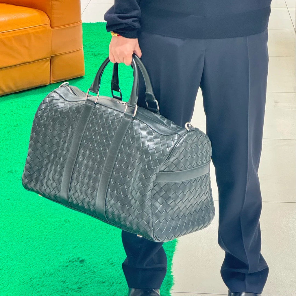 B家明星同款行李包纯手工编织行李袋大容量旅行包时尚手提斜挎包