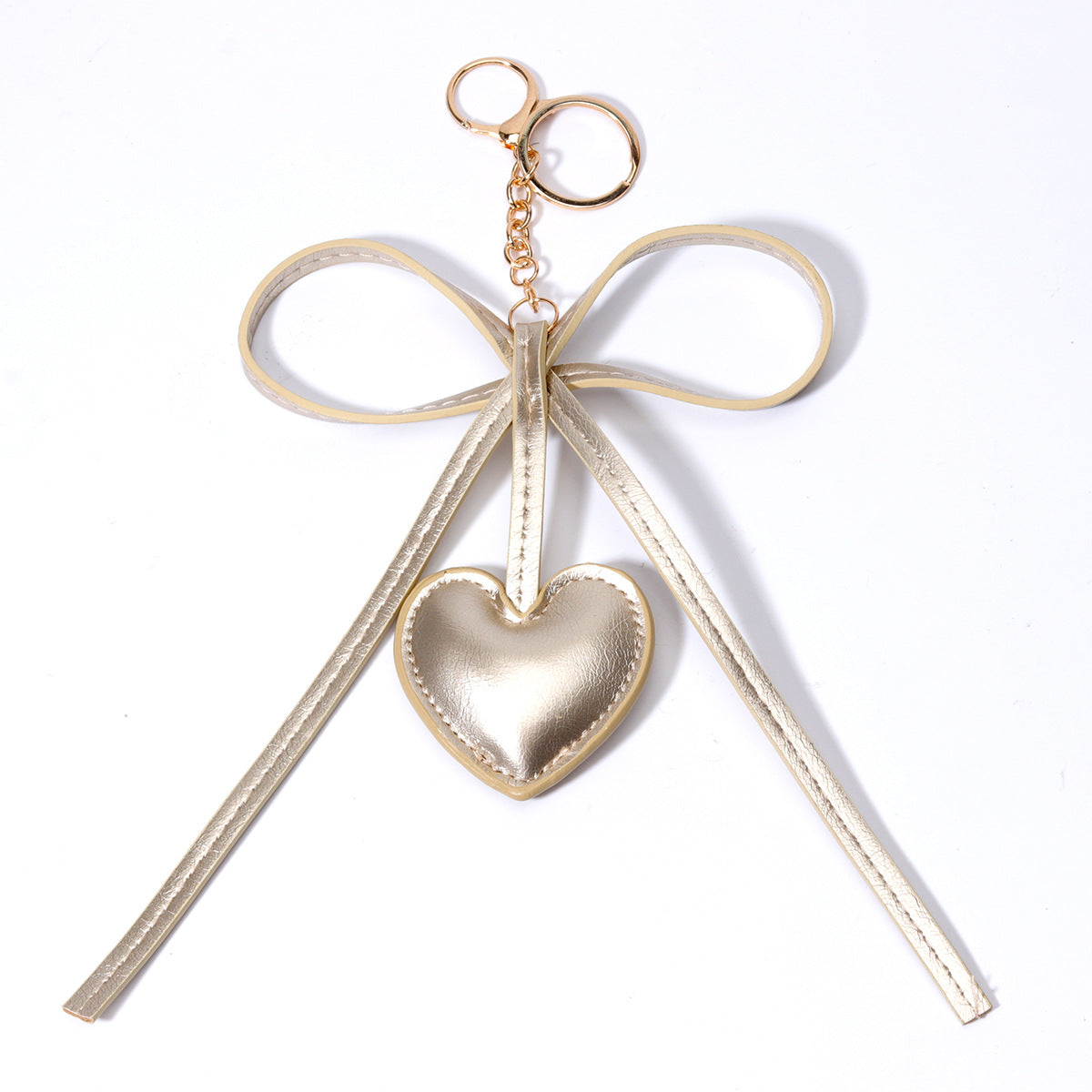 现货PU皮质桃心爱心蝴蝶结钥匙扣包挂diy包包挂件批发miu系包挂