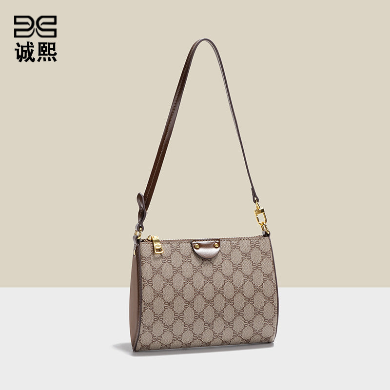 跨境经典老花复古小方包潮流个性单肩包女士手提包休闲百搭腋下包