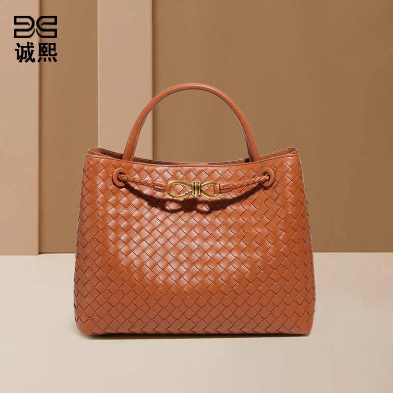 复古大容量包包女手工编织包包通勤百搭手提包时尚休闲单肩斜挎包