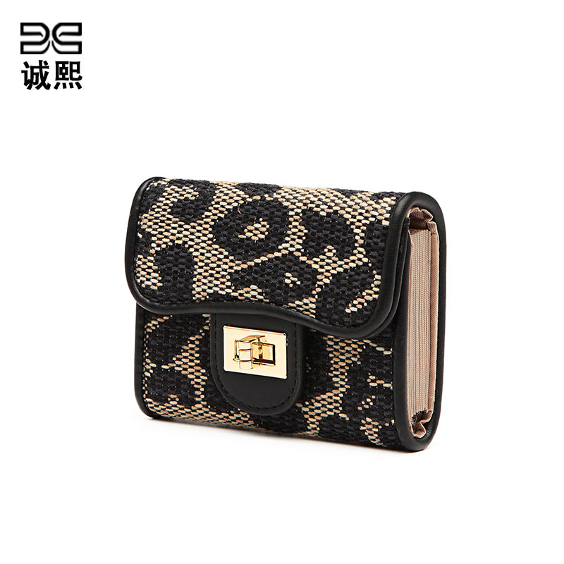 短款风琴卡包女豹纹多卡位证件精致小包大容量小众卡套批发名片包