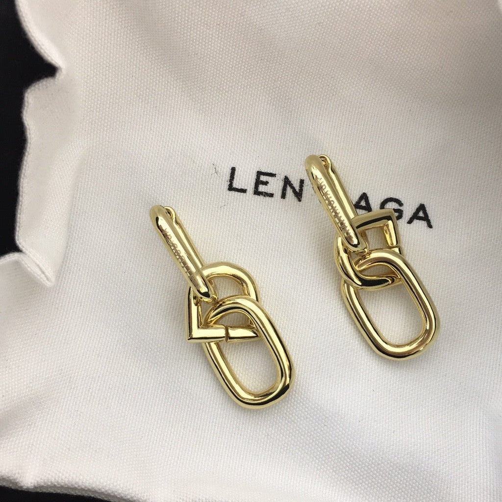 巴家欧美新款粗链条节耳坠耳环气质百搭耳圈法式复古款耳饰女