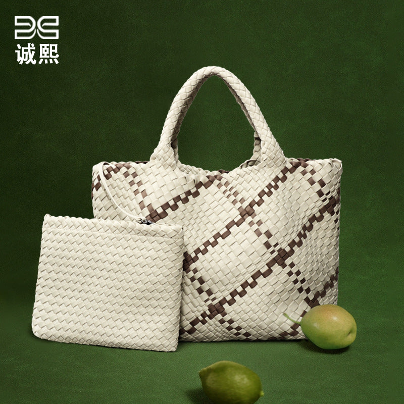 直播爆款手工编织女包包时尚潮流百搭清新腋下包大容量子母托特包