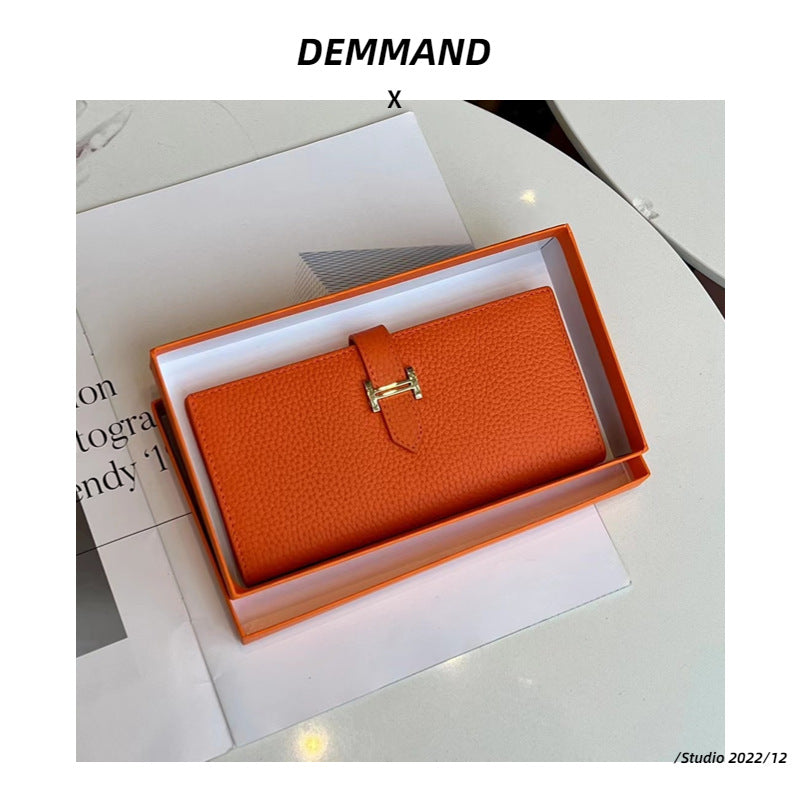 纯牛皮软皮长款超薄钱包大容量放手机女休闲气质真皮驾驶证包钱夹